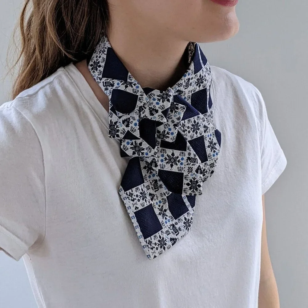 Ogsplosh - Winter Ascot Scarf Made From An Upcycled Vintage Necktie - NEW